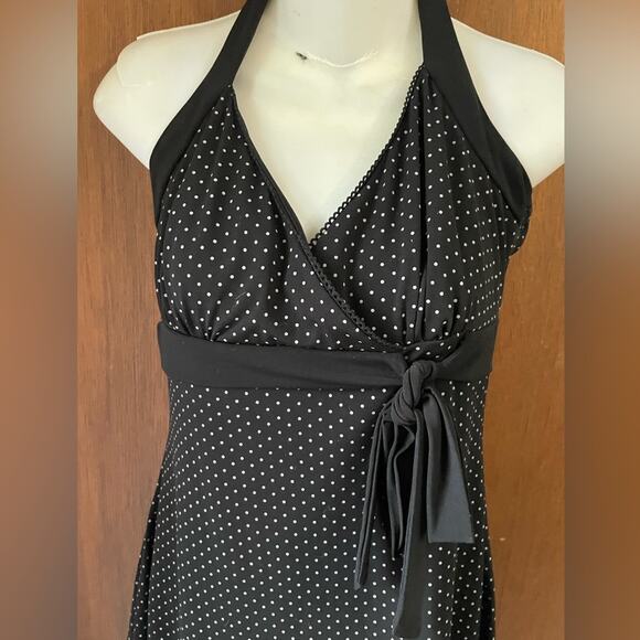 Y2k Black and White Polka Dot Halter Dress - Picture 4 of 7
